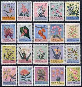 Maluku Selatan 1970 Flowers set of 20 values complete*, stamps on , stamps on  stamps on flowers     orchids