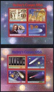 Montserrat 1986 Halley's Comet imperf set of 2 m/sheets unmounted mint, SG MS 690var, stamps on space, stamps on halley