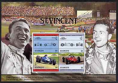 St Vincent 1985 Cars #4 (Leaders of the World) perf m/sheet unmounted mint, SG MS 892, stamps on cars    racing cars