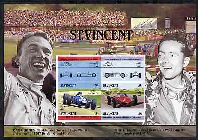 St Vincent 1985 Cars #4 (Leaders of the World) imperf m/sheet unmounted mint, SG MS 892var, stamps on , stamps on  stamps on cars    racing cars
