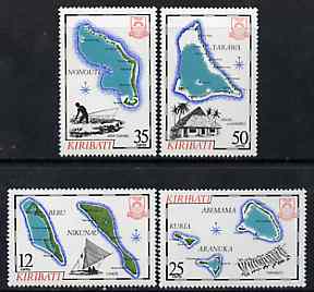 Kiribati 1983 Island Maps #2 set of 4, SG 201-04, (gutter pairs available - price x 2) unmounted mint, stamps on maps