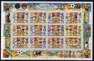 Lesotho 1982 World Cup Football sheetlet containing set of 12 values unmounted mint SG 480a, stamps on , stamps on  stamps on football    flags, stamps on  stamps on sport