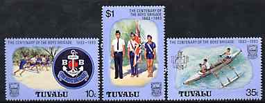 Tuvalu 1983 Centenary of Boy's Brigade perf set of 3, SG 221-23 unmounted mint*, stamps on scouts
