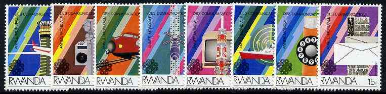 Rwanda 1984 Communications set of 8, SG 1186-93*, stamps on , stamps on  stamps on communications      railways    ships    aviation     printing