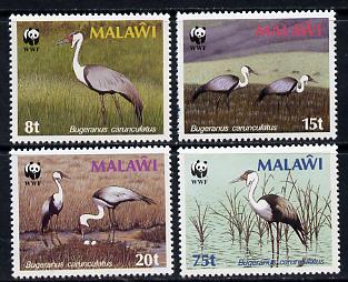 Malawi 1987 WWF Wattled Crane set of 4 unmounted mint, SG 759-62 , stamps on , stamps on  stamps on birds, stamps on  stamps on  wwf , stamps on  stamps on 