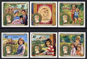 Chad 1982 Princess Di's 21st Birthday imperf set of 6 opt'd for Birth of Prince William unmounted mint, SG 624-29var, stamps on royalty    diana