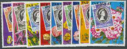 Paraguay 1978 Coronation 25th Anniversary set of 9 (Showing various Coronation Stamps of 1953) unmounted mint, stamps on , stamps on  stamps on royalty, stamps on  stamps on coronation, stamps on  stamps on stamp on stamp, stamps on  stamps on stamponstamp, stamps on  stamps on flowers, stamps on  stamps on 