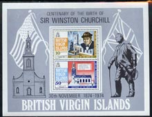 British Virgin Islands 1974 Birth Centenary of Sir Winston Churchill m/sheet unmounted mint, SG MS 324, stamps on , stamps on  stamps on churchill     personalities