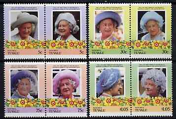 Tuvalu - Nanumea 1985 Life & Times of HM Queen Mother (Leaders of the World) set of 8 unmounted mint, stamps on royalty, stamps on queen mother