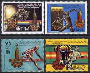 Libya 1979 Pre Olympics (1980 Moscow) perf set of 4 without silver opt unmounted mint, SG 939-42, stamps on , stamps on  stamps on sport     football    javelin     hurdles    show-jumping    olympics