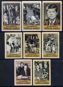 Umm Al Qiwain 1965 Kennedy perf set of 8 unmounted mint, Mi 30-37, stamps on kennedy  personalities