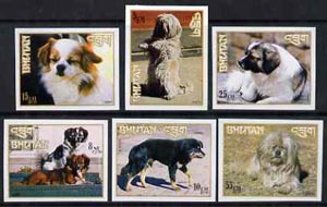 Bhutan 1972 Dogs imperf set of 6, as SG 270-75 unmounted mint, stamps on , stamps on  stamps on dogs     dochi    damci     apsoo