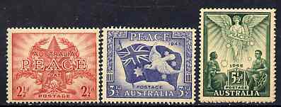Australia 1946 KG6 Victory Commemoration set of 3 unmounted mint, SG 213-15, stamps on peace, stamps on victory, stamps on  kg6 , stamps on  ww2 , stamps on 