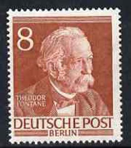 Germany - West Berlin 1952-54 Fontane (Writer) 8pf from Famous Berliners set unmounted mint, SG  B94, stamps on , stamps on  stamps on literature       personalities       books