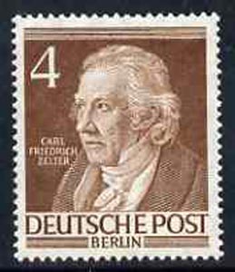 Germany - West Berlin 1952-54 Zelter (Musician) 4pf from Famous Berliners set unmounted mint, SG  B91, stamps on , stamps on  stamps on music       personalities