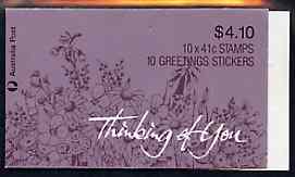 Australia 1990 'Thinking of You' $4.10 booklet complete containing pane SG 1230ba (P14 x P14.5) SG SB69a, stamps on flowers