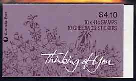 Australia 1990 'Thinking of You' $4.10 booklet complete containing pane SG 1230ba (P14 x P14.5) SG SB69a, stamps on , stamps on  stamps on flowers