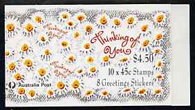Australia 1992 'Thinking of You' $4.50 booklet complete and pristine, SG SB77, stamps on flowers