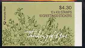Australia 1991 'Thinking of You' $4.30 booklet complete, SG SB74, stamps on flowers