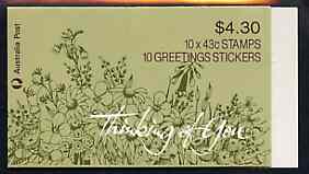 Australia 1991 'Thinking of You' $4.30 booklet complete, SG SB74, stamps on , stamps on  stamps on flowers