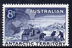 Australian Antarctic Territory 1959 Weazel & Team 8d on 7d unmounted mint, SG 3, stamps on , stamps on  stamps on polar         maps