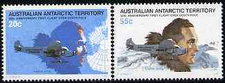 Australian Antarctic Territory 1979 Anniversary of First Flight Over S Pole set of 2 unmounted mint SG 35-36*, stamps on , stamps on  stamps on aviation     polar