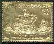 Easdale 1992 Columbus 500th Anniversary  (The Journey Begins) embossed in 22k gold foil unmounted mint, stamps on columbus    explorers    ships