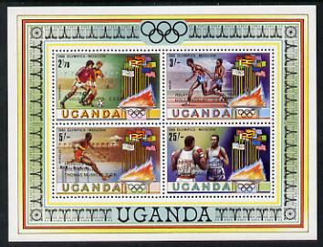 Uganda 1980 Olympic Medal Winners m/sheet unmounted mint SG MS 334, stamps on , stamps on  stamps on olympics     sport     football    relay    hurdles    boxing