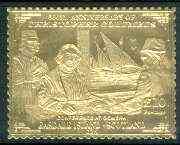Easdale 1992 Columbus 500th Anniversary \A310 (Conference at Gomera) embossed in 22k gold foil unmounted mint, stamps on columbus    explorers    ships