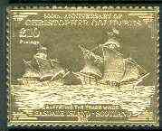 Easdale 1992 Columbus 500th Anniversary A310 (Buffeting the Trade Winds) embossed in 22k gold foil unmounted mint, stamps on , stamps on  stamps on columbus    explorers    ships    weather