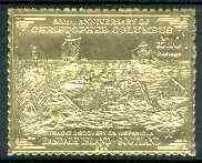 Easdale 1992 Columbus 500th Anniversary \A310 (Tragic Discovery on Hispaniola) embossed in 22k gold foil unmounted mint, stamps on columbus    explorers    ships