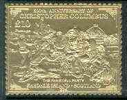 Easdale 1992 Columbus 500th Anniversary A310 (The Farewell Party) embossed in 22k gold foil unmounted mint, stamps on , stamps on  stamps on columbus    explorers    ships