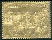 Easdale 1992 Columbus 500th Anniversary  (Hispanic Settlement of Santo Domingo) embossed in 22k gold foil unmounted mint, stamps on columbus    explorers    ships