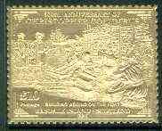 Easdale 1992 Columbus 500th Anniversary A310 (Building Begins on the Fort) embossed in 22k gold foil unmounted mint, stamps on , stamps on  stamps on columbus    explorers    ships    forts