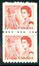 Canada 1967-73 def 4c red (Ship in Lock) unmounted mint coil pair (perf 9.5 x imperf) SG 592, strips pro rata, stamps on ships