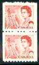 Canada 1967-73 def 4c red (Ship in Lock) unmounted mint coil pair (perf 9.5 x imperf) SG 592, strips pro rata, stamps on , stamps on  stamps on ships