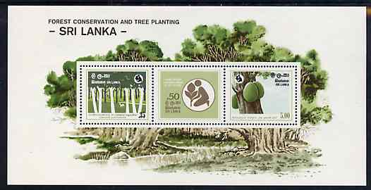 Sri Lanka 1981 Forest Conservation m/sheet containing set of 3 unmounted mint, SG MS 748, stamps on , stamps on  stamps on trees