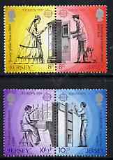 Jersey 1979 Europa (Communications) set of 4 (2 se-tenant pairs) unmounted mint, SG 204-07, stamps on , stamps on  stamps on europa, stamps on  stamps on communications, stamps on  stamps on telephone, stamps on  stamps on postman, stamps on  stamps on postbox