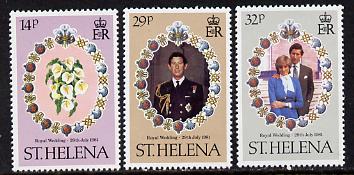 St Helena 1981 Royal Wedding set of 3 (SG 378-80) unmounted mint, stamps on royalty, stamps on diana, stamps on charles, stamps on 