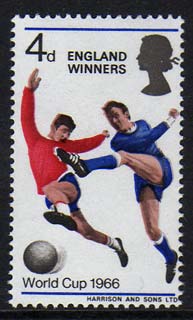 Great Britain 1966 World Cup Football - England Winners with 'white Belt' variety, the result of a minor shift of blue, unmounted mint, stamps on , stamps on  stamps on football, stamps on  stamps on sport