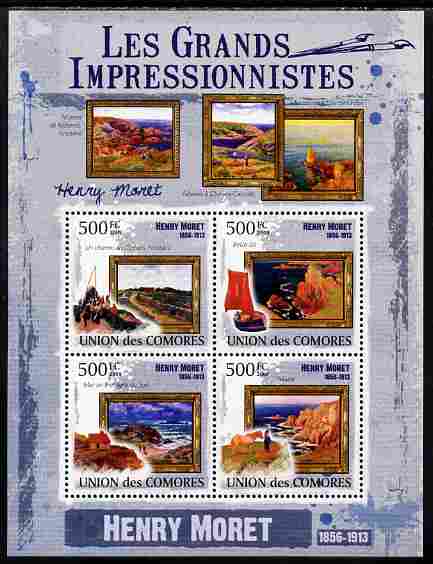 Comoro Islands 2009 The Impressionists - Henry Moret perf sheetlet containing 4 values unmounted mint, stamps on , stamps on  stamps on arts