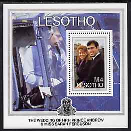 Lesotho 1986 Royal Wedding m/sheet (Andrew in Helicopter) unmounted mint SG MS 739, stamps on royalty    andrew    helicopter