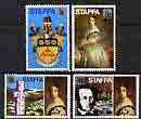 Staffa 1972 Belgica opt on 1969 Definitive set of 4 (opt in gold) unmounted mint, stamps on , stamps on  stamps on music    royalty     arms, stamps on  stamps on heraldry, stamps on  stamps on stamp exhibitions