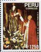 Peru 1989 Second Visit of Pope Paul  II (without year in imprint) unmounted mint, Mi 1918, stamps on religion       pope 