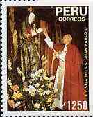 Peru 1989 Second Visit of Pope Paul  II (without year in imprint) unmounted mint, Mi 1918, stamps on religion       pope