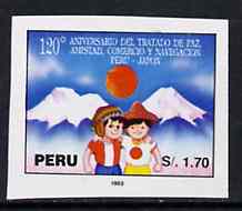Peru 1993 Friendship with Japan 1s70 (Children & Mountains) imperf unmounted mint, SG 1805var, stamps on , stamps on  stamps on children    mountains