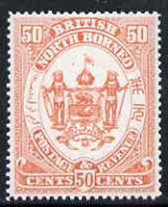 North Borneo 1888 Arms 50c perforated colour trial in pale orange, fresh with gum SG46, stamps on heraldry, stamps on  qv , stamps on arms, stamps on  qv , stamps on 