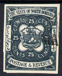North Borneo 1894 imperf proof of 25c in dull green with remainder cancel but showing very clear double impression, stamps on , stamps on  stamps on heraldry, stamps on  stamps on  qv , stamps on  stamps on arms, stamps on  stamps on  qv , stamps on  stamps on 