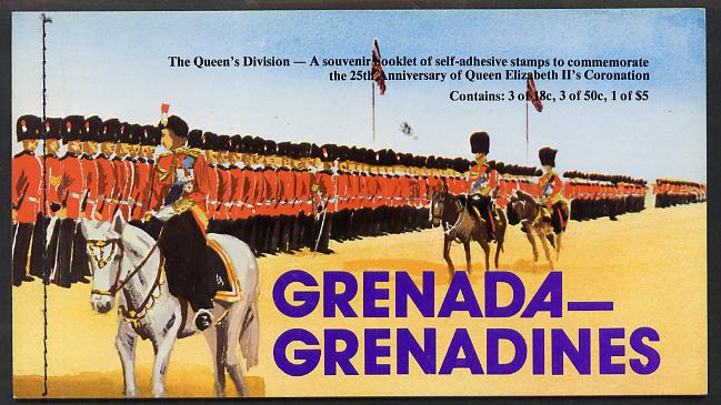 Booklet - Grenada - Grenadines 1978 Coronation 25th Anniversary Booklet containing SG 276a & 278a, SG SB2, stamps on militaria    royalty      coronation