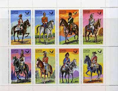 Staffa 1976 USA Bicentenary (Military Uniforms - On Horseback) complete perf  set of 8 values unmounted mint, stamps on militaria, stamps on americana, stamps on battles, stamps on uniforms, stamps on horses